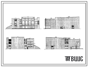 Фасады Типовой проект X-13 Двухзальный кинотеатр на 1200 мест (с залами на 1000 и 200 мест) для строительства в г. Москве (Х-13)