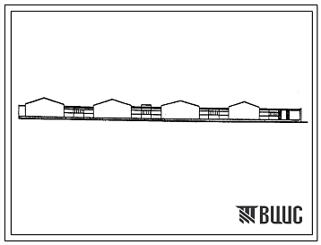 Фасады Типовой проект 801-9-37.86 Соединительная галерея фермы выращивания нетелей на 1,2 тыс. скотомест. Размеры галереи - 3x165,6 м. Расчетная температура: -20, -30, -40°С. Стены - панельные легкобетонные. Покрытие - железобетонные плиты