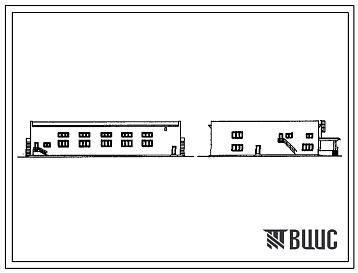 Фасады Типовой проект 806-6-4.91 Кормоцех производительностью 15 т/ч для звероводческих ферм. Предназначен для производства полнорационных кормов из измельченных мясных и рыбных продуктов, корнеплодов, овощей, зерновых кормов и микродобавок Размеры здания - 30x4