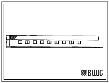 Фасады Типовой проект 807-10-62.83 Стационар на 45 мест для молодняка. Размеры здания - 9x36 м. Расчетная температура: -20, -30, -40°С. Стены – кирпичные. Покрытие - деревянные плиты по металлодеревянным фермам