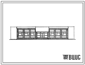 Фасады Типовой проект 234-01-175.90 Учебно-производственные мастерские на 60 мест. Здание одноэтажное. Стены из кирпича.