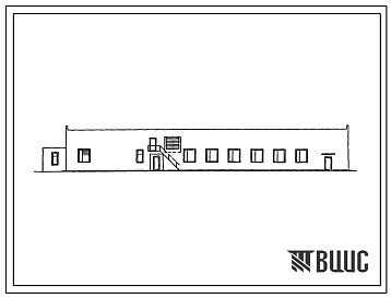 Фасады Типовой проект 814-8-2.91 Убойный пункт с колбасным цехом производительностью 1т в сутки. Предназначены для выпуска колбасных изделий и свинокопченостей. Общая численность работающих - 14 чел. Размеры здания - 12x42 м. Расчетная температура: -30°С. Стены 