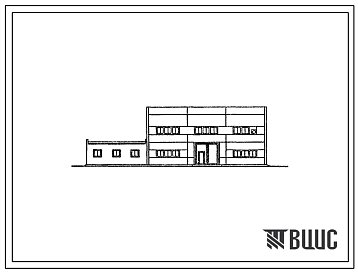 Фасады Типовой проект 815-59.87 Цех разделения навоза на фракции производительностью 300 м3 в смену, сблокированный с бытовыми помещениями. Размеры здания - 27,1x12 м. Расчетная температура: -20, -30, -40°С. Стены - панельные легкобетонные. Покрытие - железобето