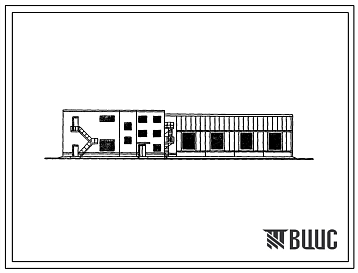 Фасады Типовой проект 816-1-102.86 Производственный корпус станции технического обслуживания на 400 тракторов типа К-701 и Т-150К в легких металлических конструкциях