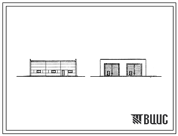 Фасады Типовой проект 816-9-37.86 Пункт консервации сельскохозяйственной техники на 2 постановочных места. Предназначен для проведения работ по техническому обслуживанию сельхозтехники при подготовке ее к хранению. Размеры здания - 18x18 м. Расчетная температура
