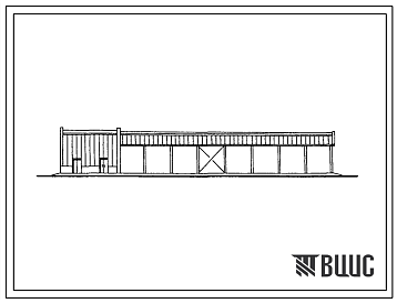 Фасады Типовой проект 816-9-42.86 Навес для сельхозмашин производственной базы механизированного отряда райсельхозтехники с парком на 100 машин из легких металлических конструкций