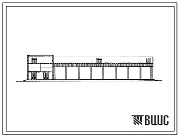 Фасады Типовой проект 816-9-43.86 Навес для сельхозмашин производственной базы механизированного отряда райсельхозтехники с парком на 100 машин из сборных железобетонных конструкций