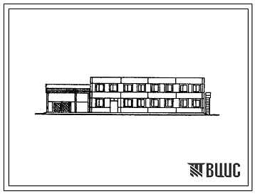 Фасады Типовой проект 817-211.83 Административный корпус завода мясокостной муки мощностью 1,5 т в смену. Размеры здания - 12x12 м. Расчетная температура: -20, -30, -40°С. Стены - панельные легкобетонные. Покрытие - железобетонные плиты по железобетонным балкам