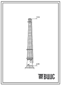 Фасады Типовой проект 907-2-258.85 Труба дымовая кирпичная Н=75 м, До=3 м с надземным примыканием газоходов для котельных установок (для I-III ветровых районов).