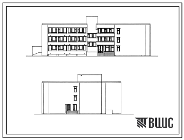 Фасады Типовой проект 244-4-47 Спальный корпус на 99 мест для турбаз. Стены кирпичные