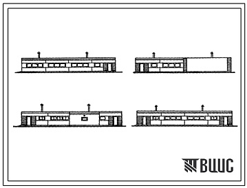 Фасады Типовой проект 801-9-7 Галереи типа 1, 2, 3, 4 (для комплексов по производству молока с удалением навоза скреперными установками)