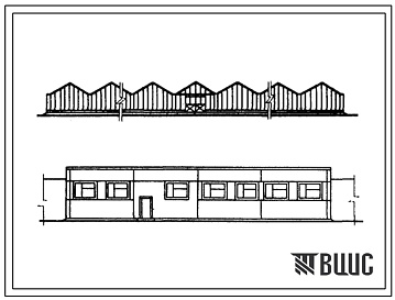 Фасады Типовой проект 810-1-1 Блок зимних почвенных теплиц площадью 6 га с пролетом звена 6,4 м с конструкциями из специальных облегченных профилей для центральных и южных районов страны