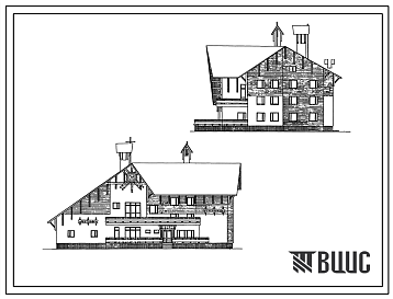 Фасады Типовой проект 284-5-30 Гостиница 3-х этажная на 28 мест (19 номеров), стены кирпичные.Крыша-скатная