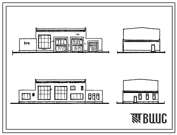 Фасады Типовой проект 503-51/71 Гараж-мастерская на 4 автомашины и 4 трактора с навес-стоянкой