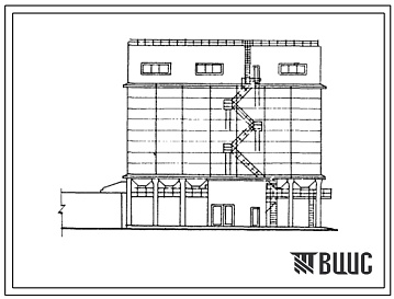 Фасады Типовой проект 813-5-19.85 Склад силосного типа для гранулированной травяной муки вместимостью 1000 т