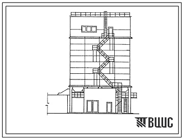 Фасады Типовой проект 813-5-17.85 Склад силосного типа для гранулированной травяной муки вместимостью 400 т