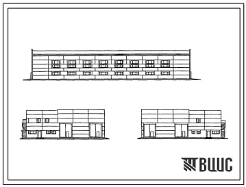 Фасады Типовой проект 816-1-56.84 Здание для ремонта и технического обслуживания тракторов центральной ремонтной мастерской для хозяйств с парком 150 тракторов.