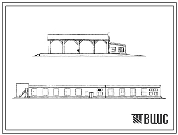 Фасады Типовой проект 411-2-35/71 Тарный цех со складом-навесом.