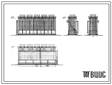 Фасады Типовой проект 4-18-766 Вентиляторные многосекционные градирни из сборных железобетонных элементов. Пленочные,капельные и брызгальные градирни с секцией площадью 16 кв.м с вентилятором ВГ 25