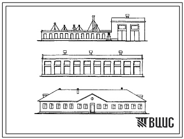 Фасады Типовой проект 501-25 Стационарная звеносборная база для производства ремонтно-путевых работ в пределах отделения железной дороги.