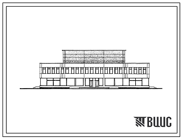 Фасады Типовой проект 272-31-73с Здание общественного центра для сельского населенного пункта на 1000 жителей. Для строительства в 1В климатическом подрайоне, 2 и 3 климатических районах сейсмичностью 9 баллов
