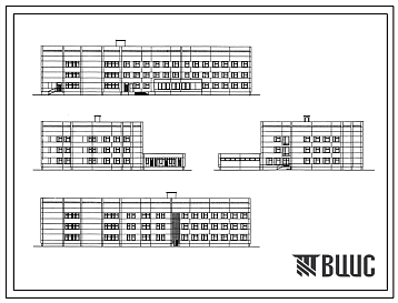 Фасады Типовой проект 252-4-30 Детская  городская поликлиника на 300 посещений в смену. Здание одно -, трехэтажное. Каркас сборный железобетонный серии ИИ-04. Стены из керамзитобетонных  панелей (вариант - из ячеистобетонных панелей).Полный исходный проект.