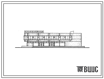 Фасады Типовой проект 272-20-63/76 Унифицированное блок-здание столовой на 177 мест на полуфабрикатах. Для строительства в 1В климатическом подрайоне, 2 и 3 климатических районах