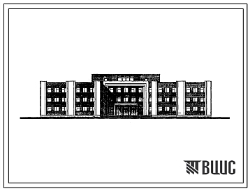 Фасады Типовой проект 224-1-482.86 Школа на 13 классов (489-504 учащихся). Со сенами из кирпича. Для строительства в сельской местности