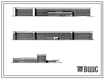 Фасады Типовой проект 252-1-28 Детская областная многопрофильная клиническая больница на 600 коек с консультативной поликлиникой на 400 посещений в смену для строительства в 1В подрайоне, 2 и 3 климатических районах