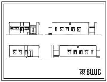 Фасады Типовой проект 254-8-33.85 Сельская аптека при амбулатории на 3 врачебных должности. Стены из кирпича.
