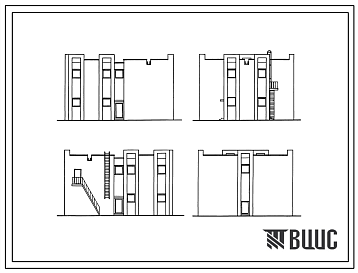Фасады Типовой проект 254-9-98.84 Установка для сжигания отходов станции переливания крови II категории. Здание двухэтажное. Стены из кирпича.