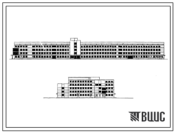 Фасады Типовой проект 252-1-75с Главный корпус районной больницы на 300 коек с поликлиникой на 800 посещений в смену для строительства в 4 климатическом районе сейсмичностью 7 баллов