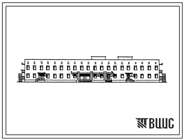 Фасады Типовой проект 254-07-10.88 Инфекционный корпус на 100 коек. Здание четырехэтажное. Стены из кирпича.
