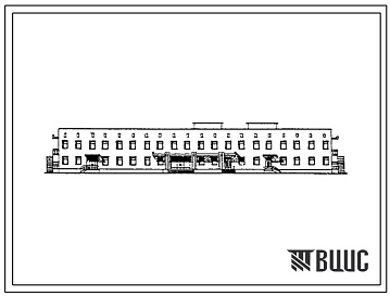 Фасады Типовой проект 254-7-10с.86 Унифицированный  палатный корпус для детей  на 60 коек .Сейсмичность 7, 8 баллов. Здание двухэтажное. Стены из кирпича.