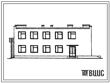 Фасады Типовой проект 416-1-21 Двухэтажная контора с машиносчетной станцией, оснащенной счетно-перфорационными машинами.