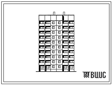 Фасады Типовой проект 1ЛГ-602-024.13.87 Блок-секция рядовая с торцевыми окончаниями 10-этажная 39-квартирная 1-1-2-2. Для строительства в Латвийской ССР.