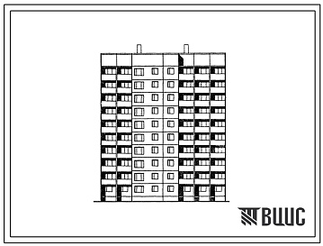 Фасады Типовой проект 1ЛГ-602-026.13.87 Блок-секция рядовая с торцевыми окончаниями 10-этажная 39-квартирная 1-2-3-4. Для строительства в Латвийской ССР.