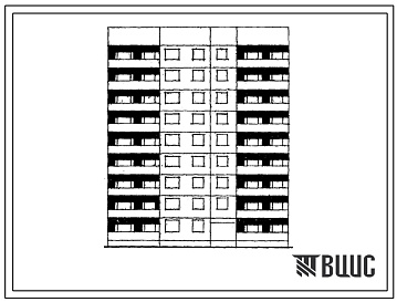 Фасады Типовой проект 1Лг-602-019/1 Блок-секция 9-этажная 35-квартирная торцевая правая 1А-2Б-2Б-3Б (для городского строительства в Латвийской ССР)