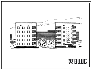 Фасады Типовой проект 87-07/72 Блок-секция пятиэтажного дома рядовая правая на 10 квартир (двухкомнатных 2Б-5, трехкомнатных 3Б-5). Для строительства во 2В, 3Б 3В климатических подрайонах Украинской ССР.