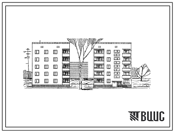 Фасады Типовой проект 87-07 Блок-секция 5-этажного дома рядовая правая на 10 квартир для строительства в 3 строительно-климатической зоне.