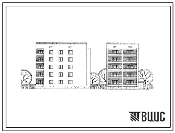 Фасады Типовой проект 87-013 Блок-секция 5-этажного дома торцевая правая на 15 квартир для строительства в 3 строительно-климатической зоне.