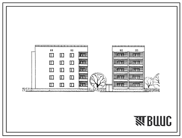 Фасады Типовой проект 87-014 Блок-секция 5-этажного дома торцевая левая на 15 квартир для строительства в 3 строительно-климатической зоне.