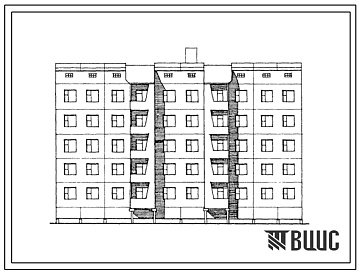 Фасады Типовой проект 112-050м.13.86 5-этажное блок-секционное общежитие для рабочих и служащих на 120 мест для Якутской АССР