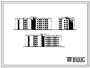 Фасады Типовой проект 164-80-71/1 Пятиэтажное общежитие для рабочих и служащих на 202 человека с жилыми ячейками на 3, 4 и 12 человек. Для строительства во 2 климатическом районе