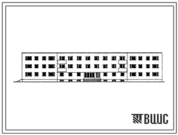 Фасады Типовой проект 164-23-84.86 Общежитие на 117 мест со стенами из мелких блоков и кирпича для рабочих и служащих