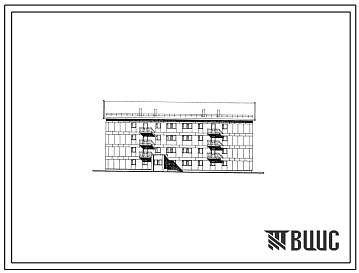 Фасады Типовой проект 163-47-27с.85 4-этажное общежитие на 100 человек (с жилыми комнатами на 2 и 3 человека) со стенами из крупных легкобетонных блоков (серия 47) для семейной молодежи. Для строительства в 1В климатическом подрайоне, 2 климатическом районе