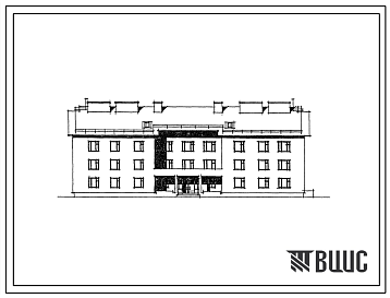 Фасады Типовой проект 164-12-180.2 3-этажно общежитие на 100 мест (с жилыми комнатами на 2 и 3 человека). Для строительства в 1В климатическом подрайоне, 2 и 3 климатических районах.