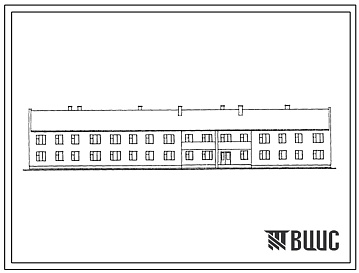 Фасады Типовой проект 164-12-193.83 2-этажное общежитие на 100 мест (с жилыми комнатами на 2 и 3 человека) для рабочих и служащих. Для строительства в 1В климатическом подрайоне, 2 и 3 климатических районах.