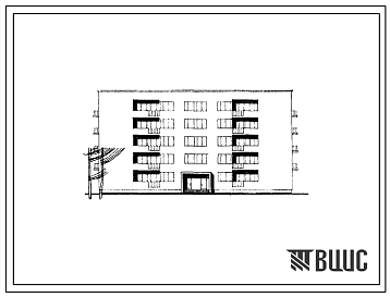 Фасады Типовой проект 164-80-1 Пятиэтажное общежитие на 216 мест с кухнями в жилых ячейках.