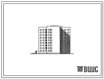 Фасады Типовой проект 86-031/1.2 Девятиэтажная блок-секция общежития правая на 344 человека с ячейками по 3, 4 и 11 человек
